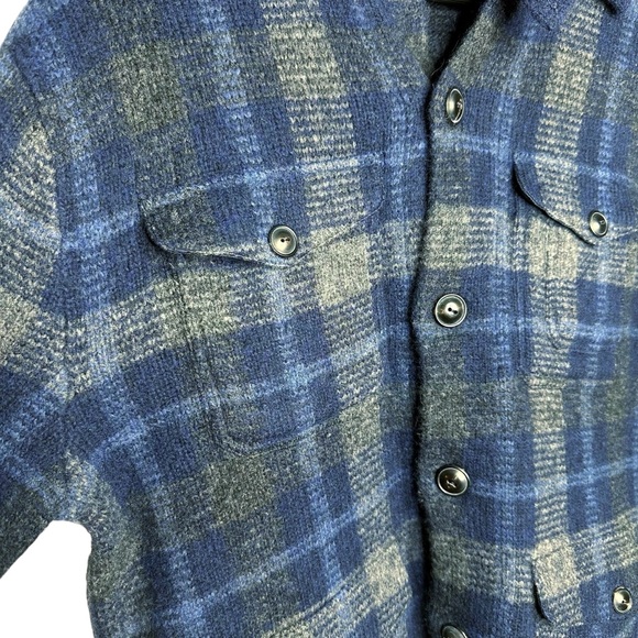 Vintage 80s Polo Ralph Lauren Plaid Wool & Alpaca Cardigan Sweater Jacket Blue - Picture 11 of 16